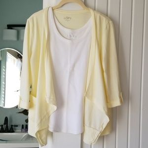 Yellow & White Striped Waterfall Cardigan